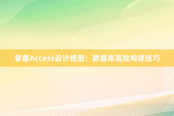 掌握Access设计视图：数据库高效构建技巧